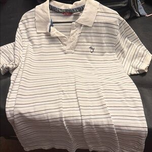 UNIONBAY White and Blue Striped Polo Shirt